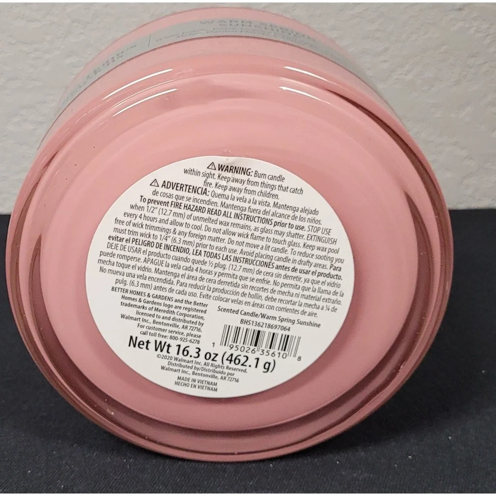 Better Homes & Gardens Candle Warm Spring Sunshine 16.3 oz Jar, Triple Wick